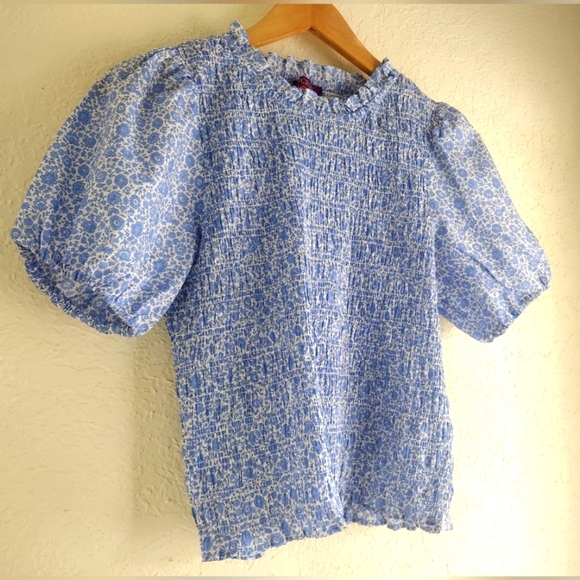J. Crew Puff-sleeve smocked top in Liberty® D'Anjo Coast fabric - Picture 3 of 6
